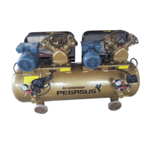 MÁY NÉN KHÍ DÂY ĐAI PEGASUS 2 ĐẦU NÉN, 2 MOTO TM-V-0.25/12.5 x2-230L